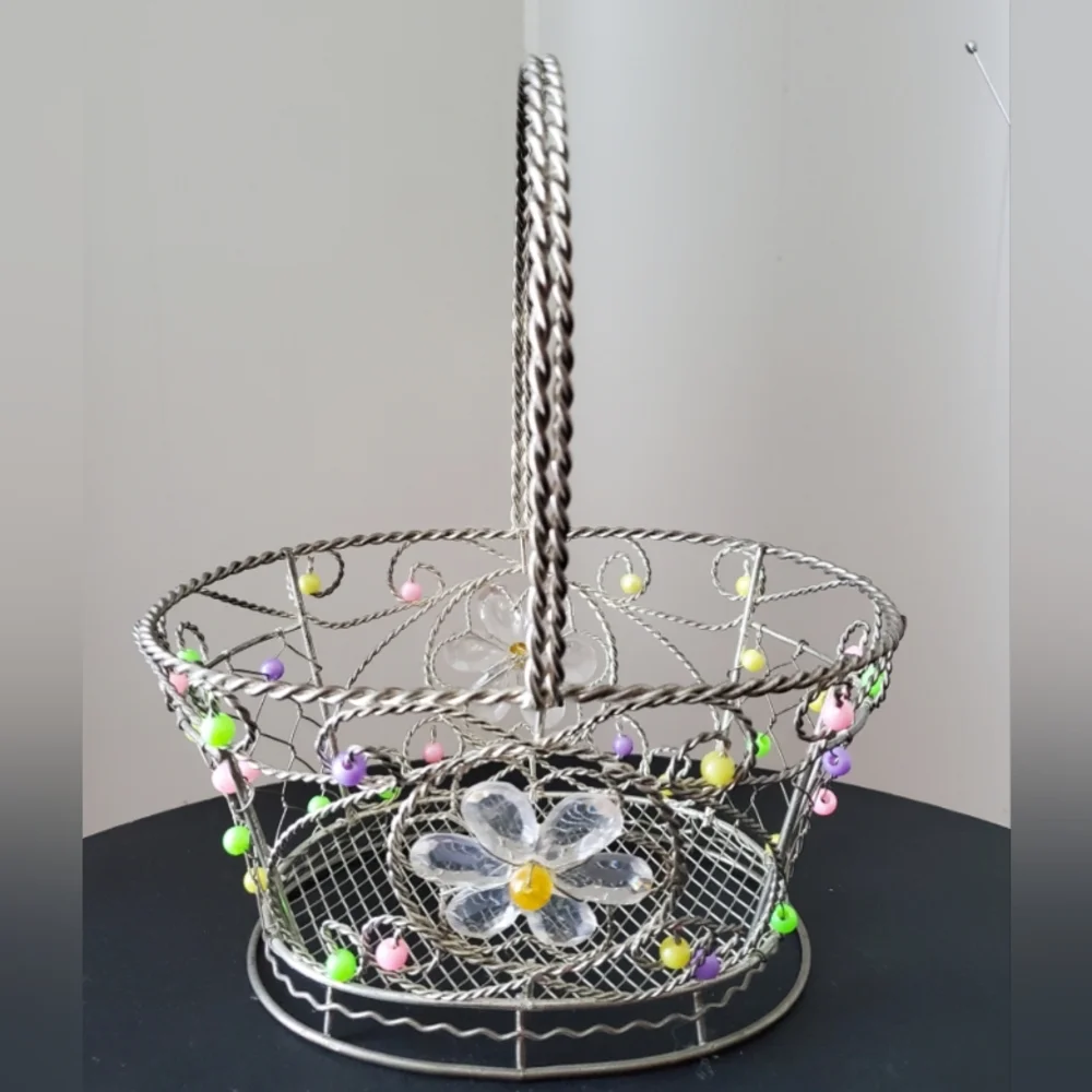 Multi Color Beaded Flower Basket